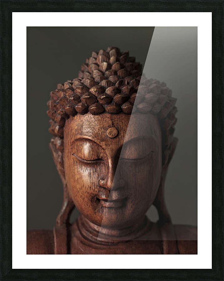 Buddha sculpture face Picture Frame print