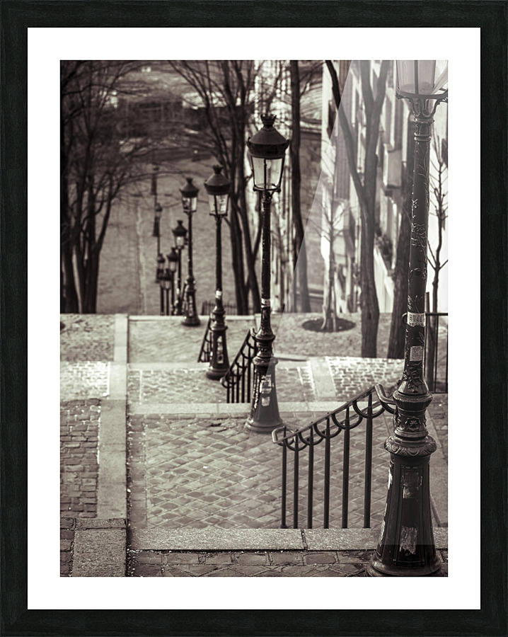 The famous staircase in Montmartre, Paris, France Picture Frame print