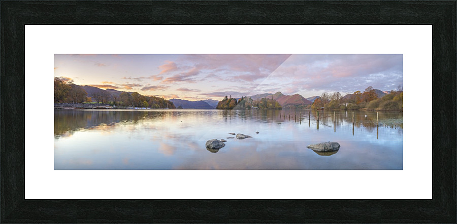Lake surrounded by mountains Picture Frame print