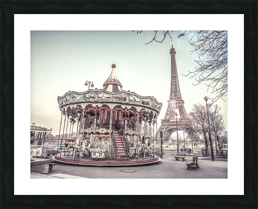 Carousel and Eiffel Tower Picture Frame print