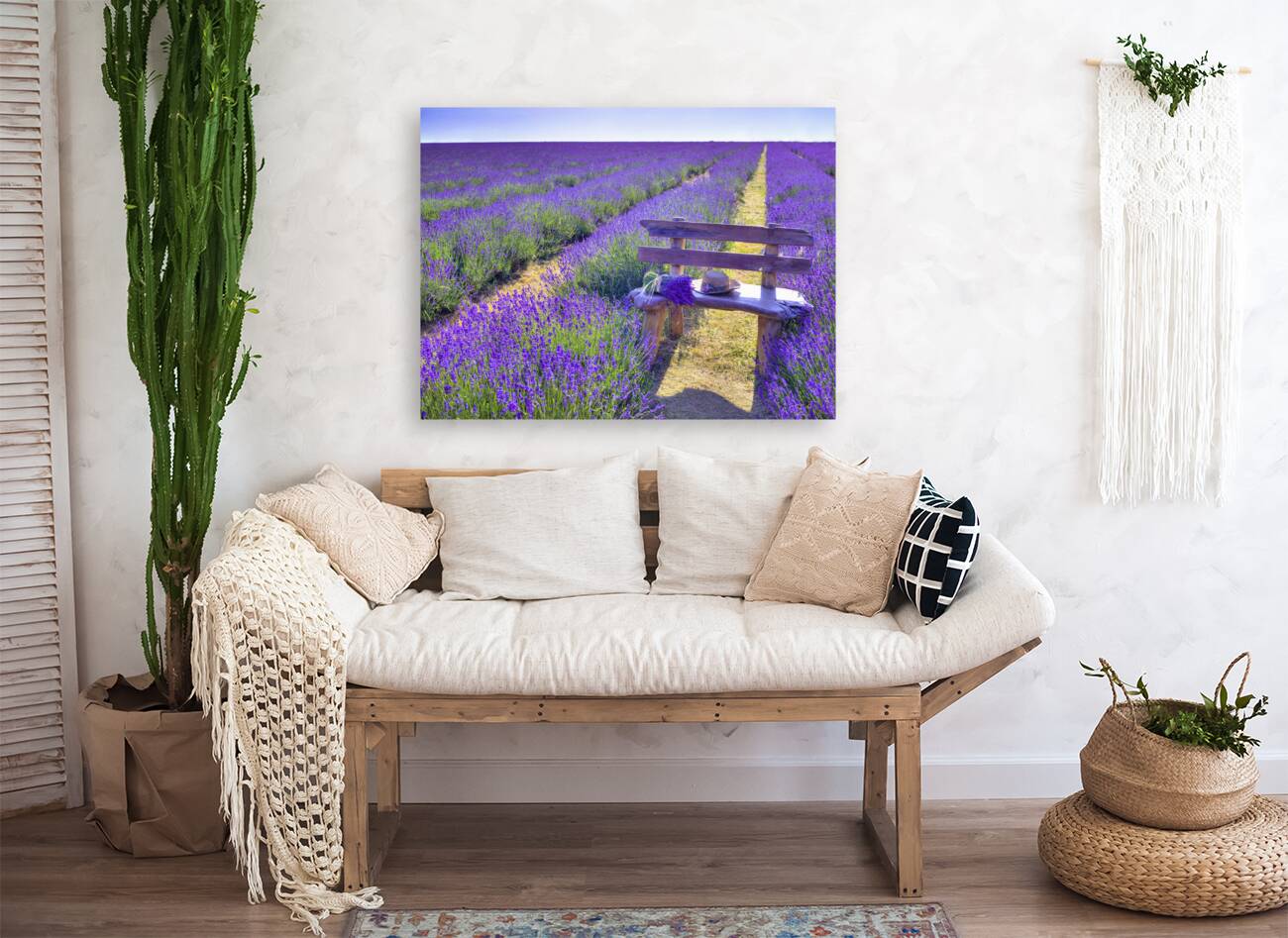 Bench in Lavender field Reproduction