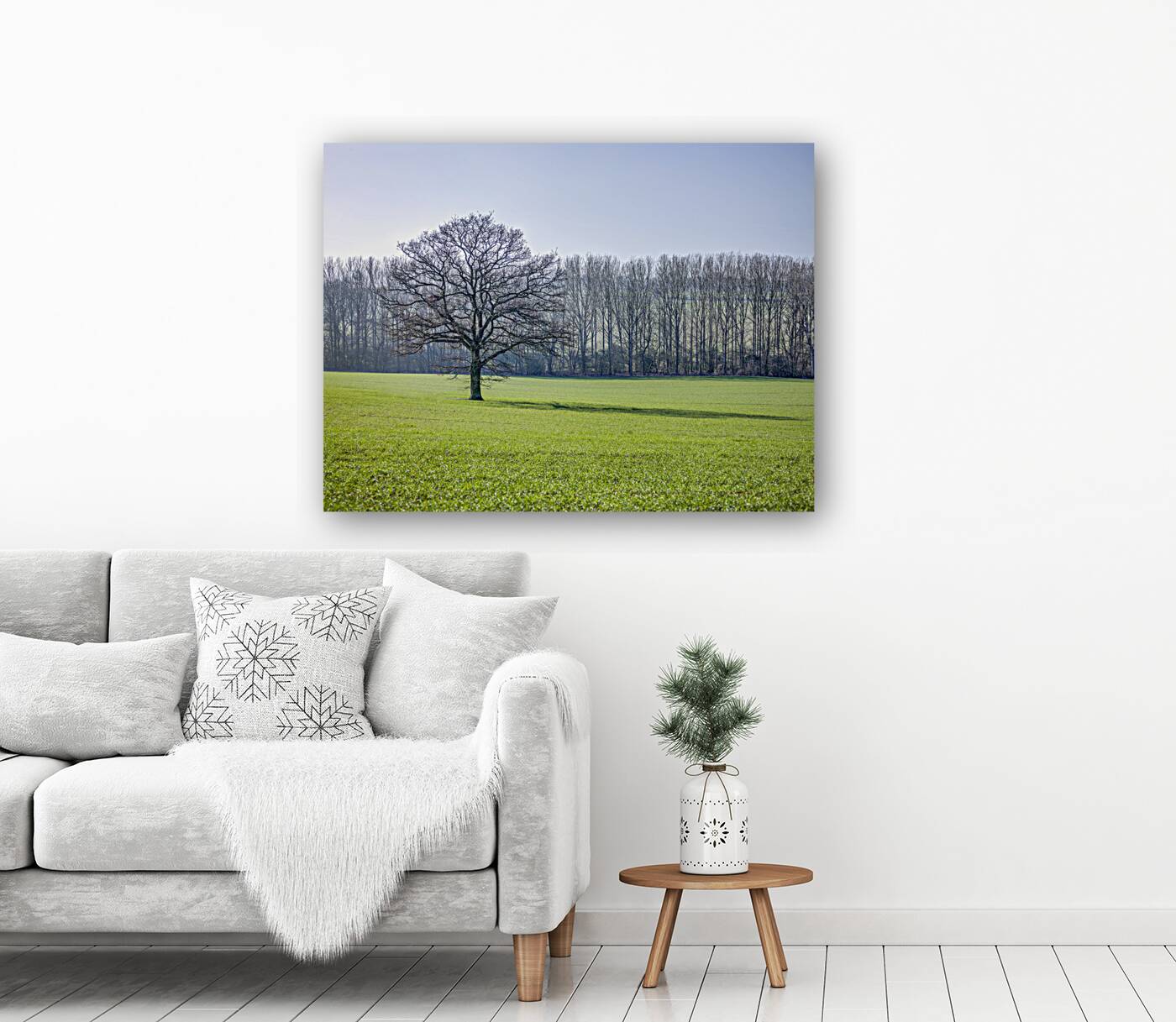 Trees on grass field Reproduction