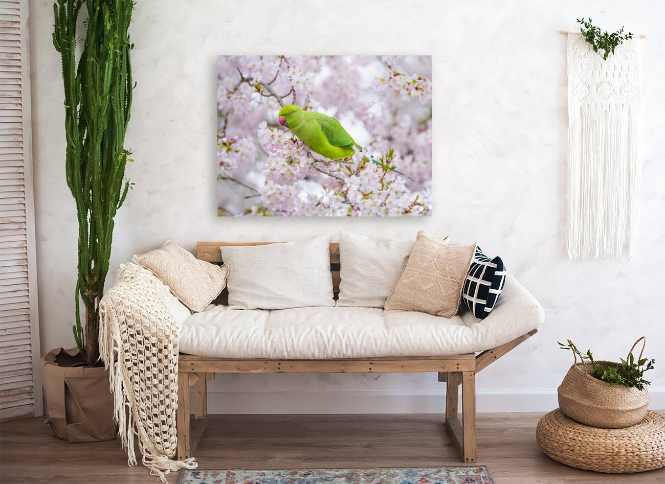 Parrot Among Springtime Blossoms Reproduction