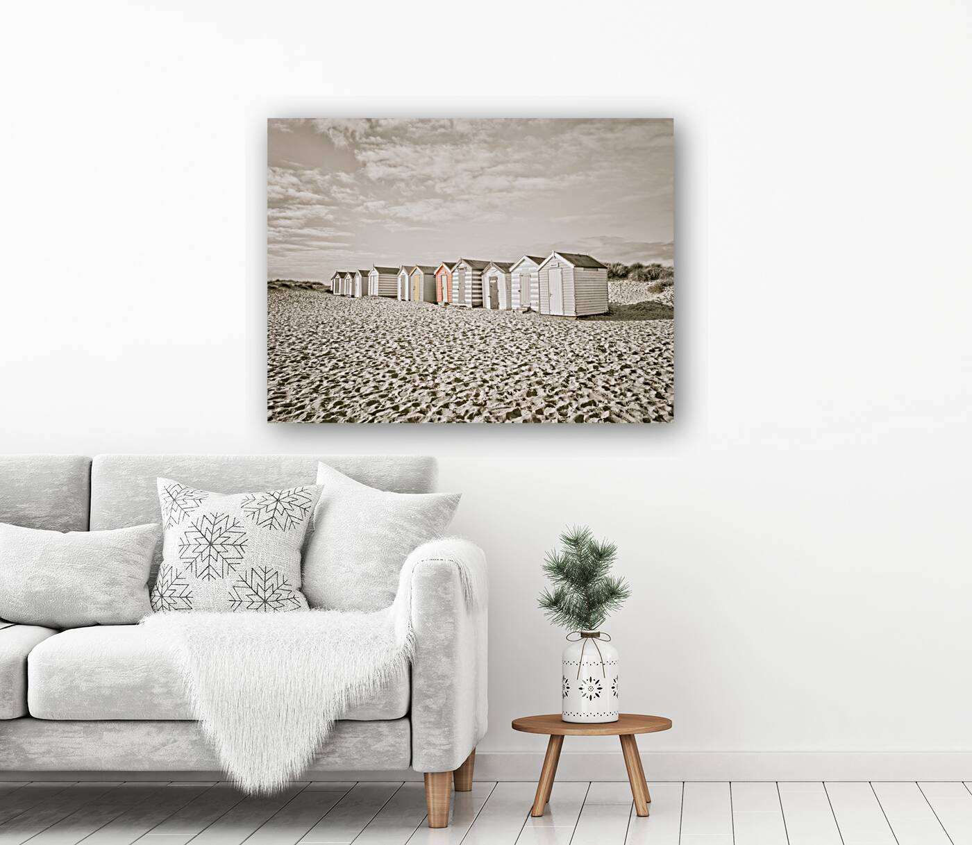 Beach Huts on Seashore Reproduction
