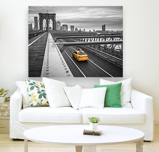 Cab on brooklyn bridge Reproduction