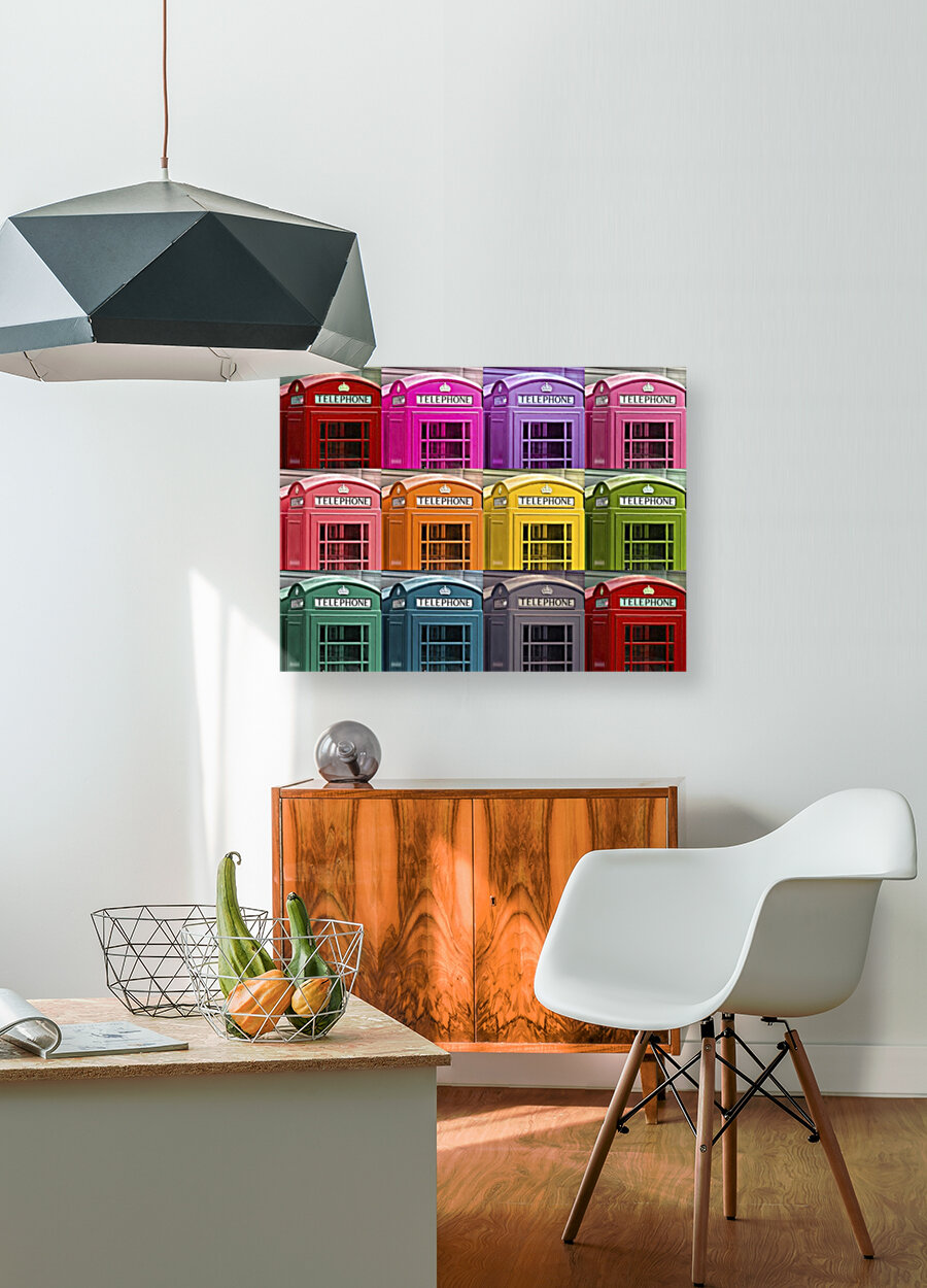 Multicoloured telephone boxes Reproduction