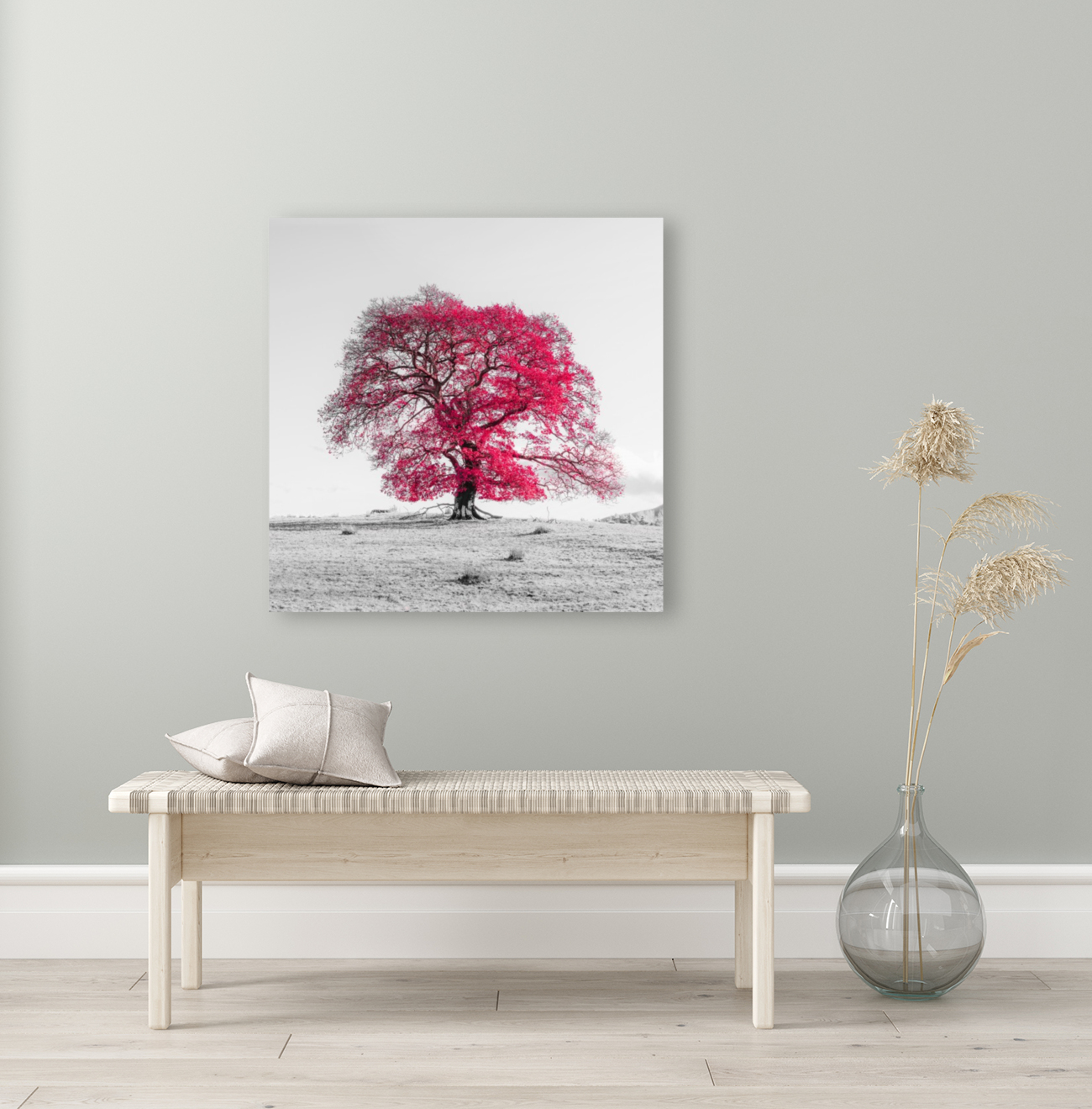 Tree on a hill, red Reproduction