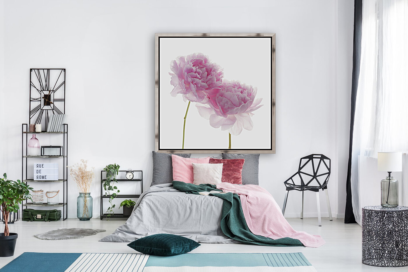 Peonies on white background Reproduction
