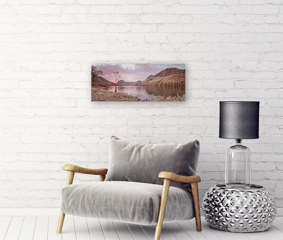 Lake surrounded by mountains Reproduction