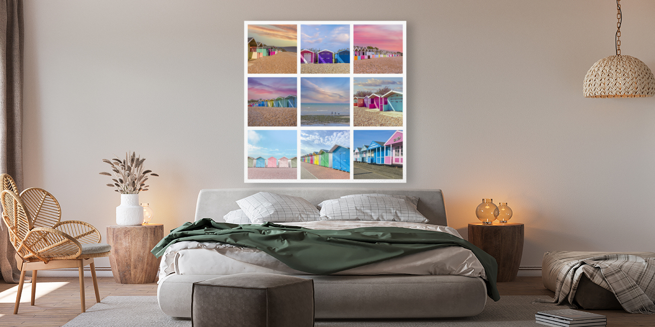 Beach huts collage Reproduction