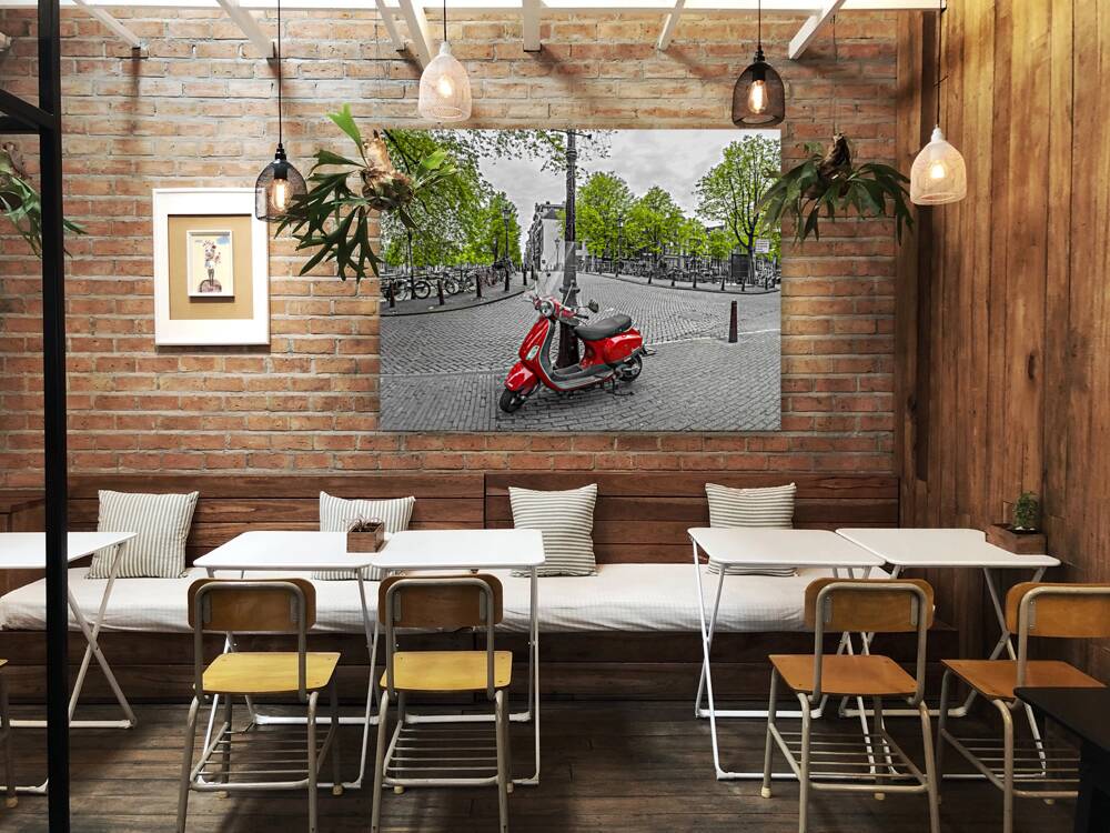 Red Moped Reproduction