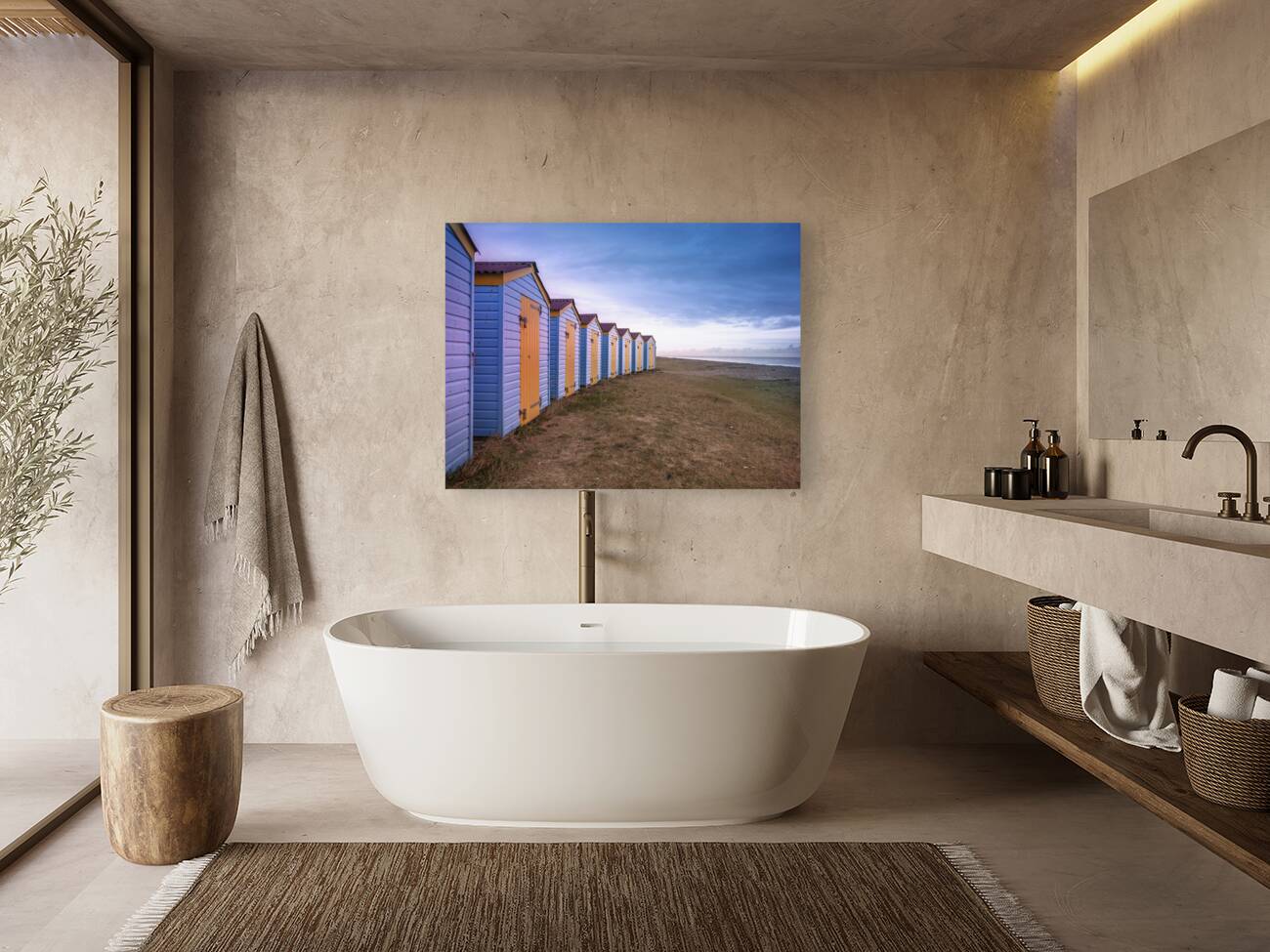 Colorful Beach Huts Reproduction