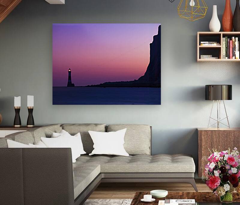 Lighthouse at dusk Beach Reproduction
