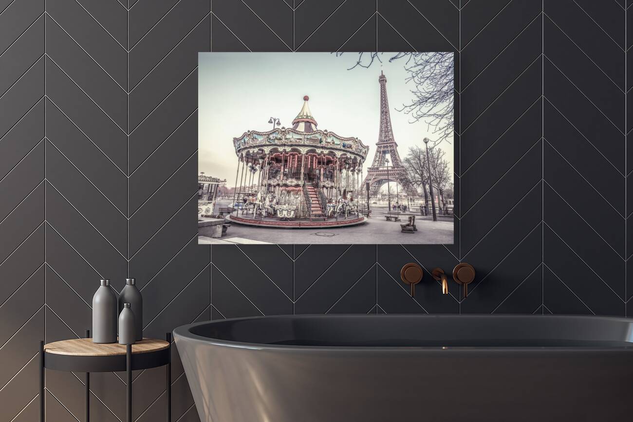 Carousel and the Eiffel tower Reproduction