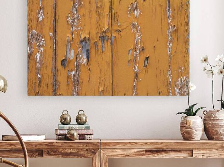 Old wooden door with orange paint by Assaf Frank