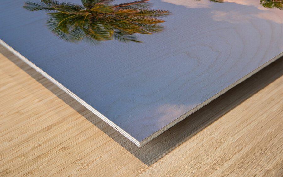 Tropical Palms Evening Wood print