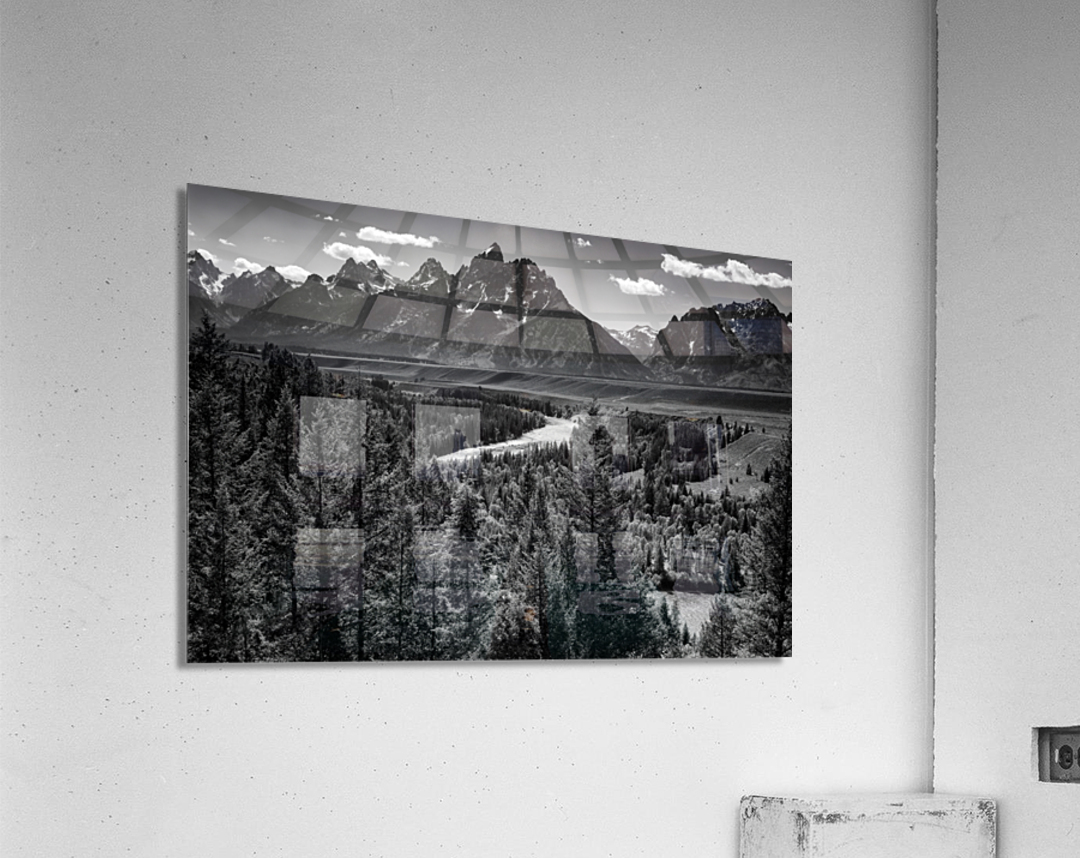 Grand Teton and the Snake River Black & White by Rick Berk Wall Art