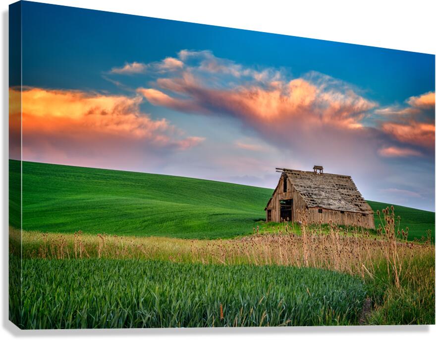 Sunset at the Old Barn Canvas Print