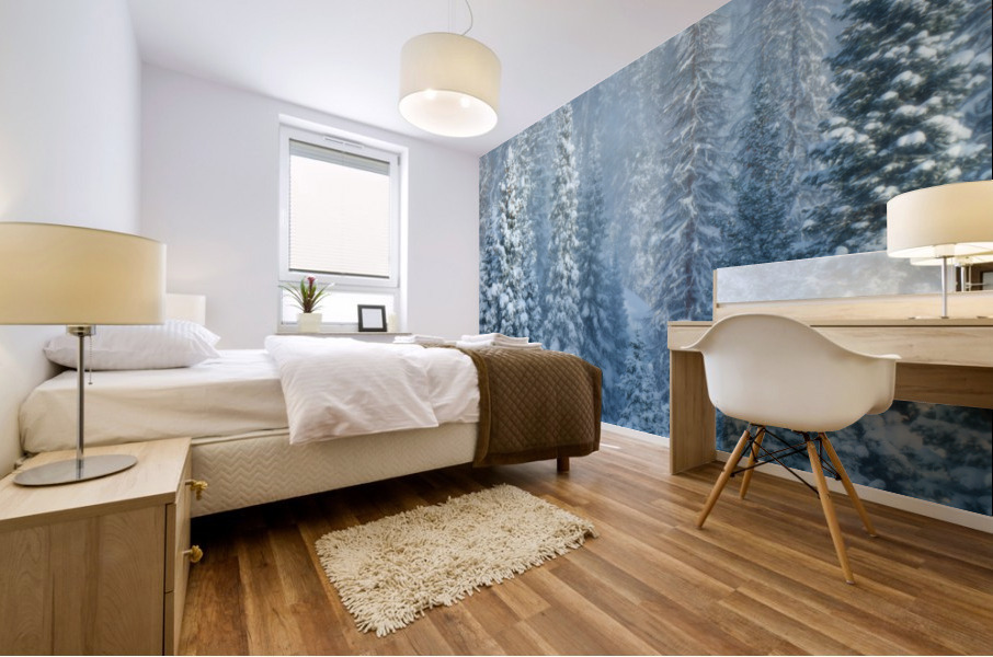 Snowy Spruces Mural print
