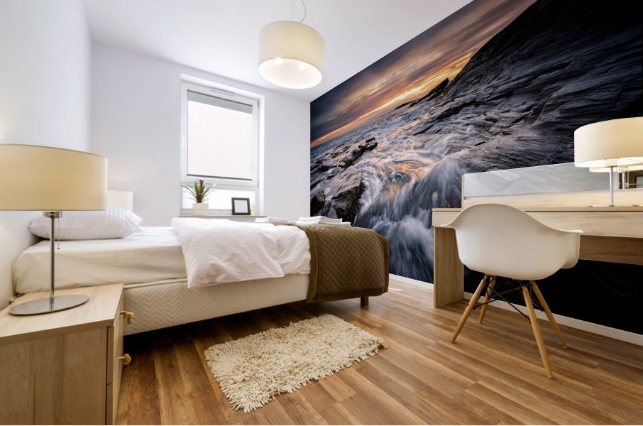 Sunset at Two Lights Mural print