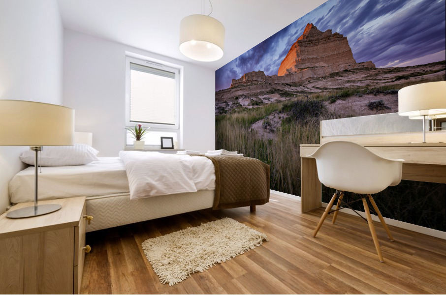 Scotts Bluff at Sunset Mural print