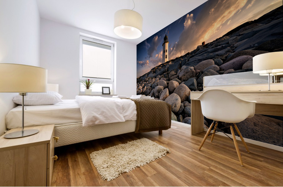 Sunset at Old Scituate Lighthouse Mural print