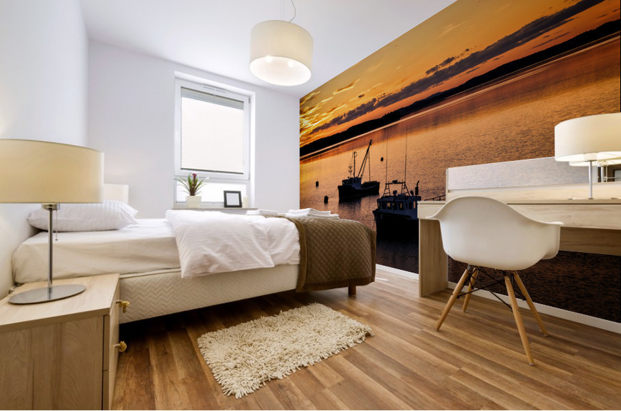 Sunset At Anchor Mural print