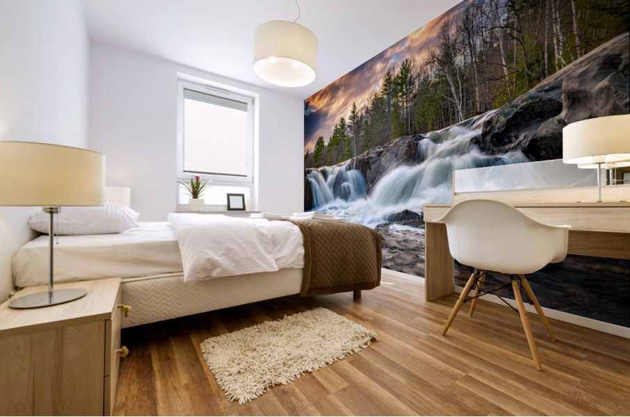 Sunset at Swift River Falls Mural print