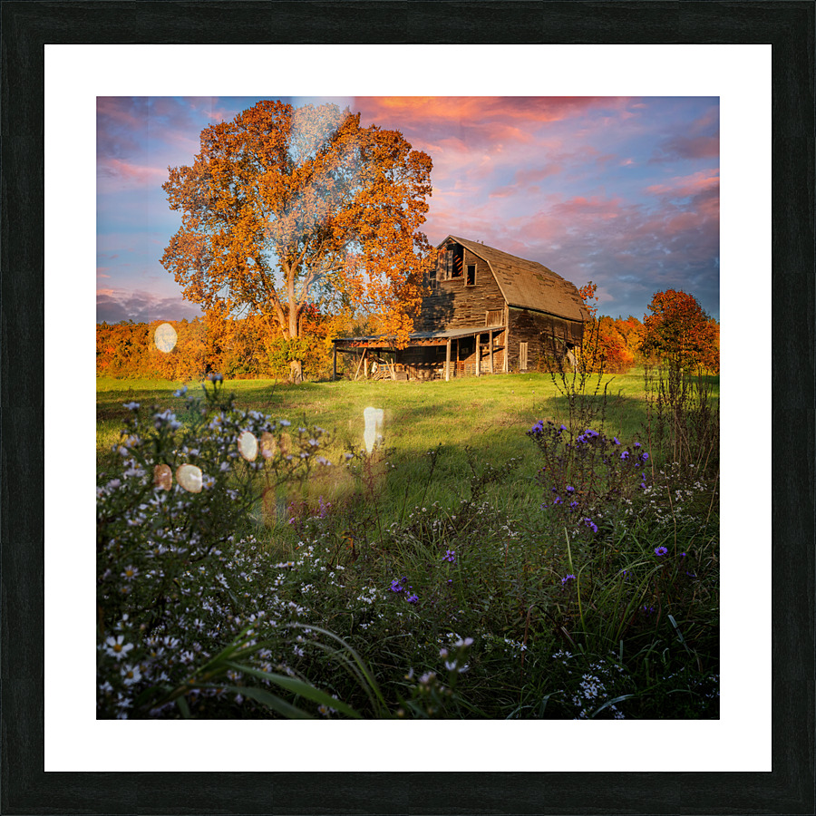 Autumn Sunset by the Barn Picture Frame print