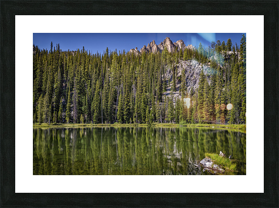 Bench Lake Reflection Picture Frame print