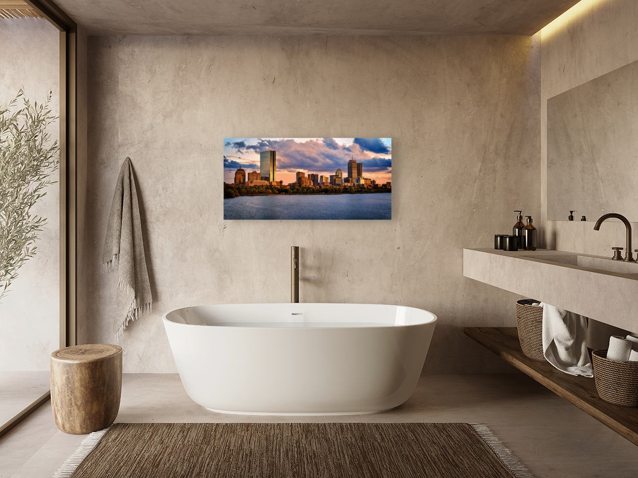 Boston Skyline Panorama Reproduction