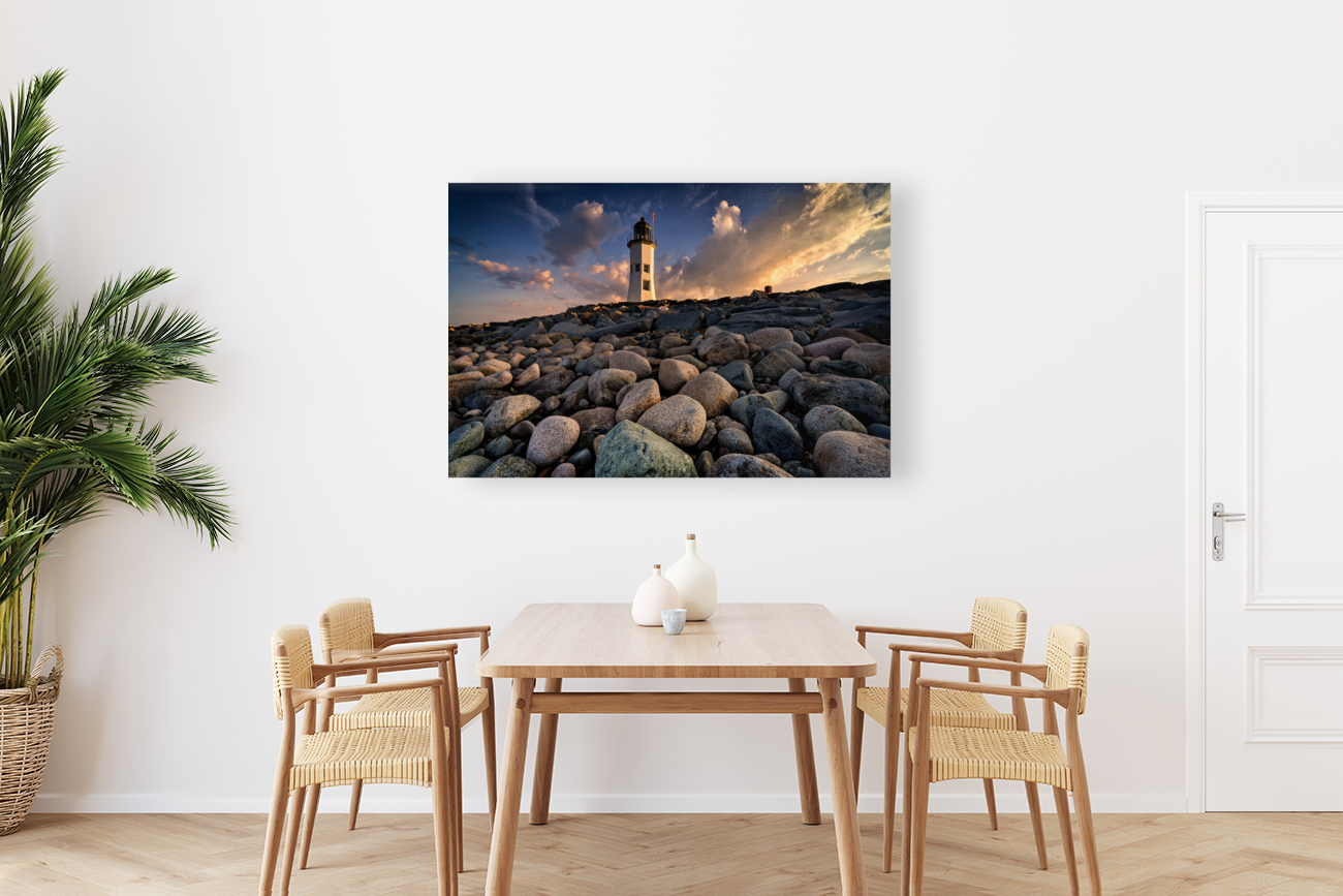 Sunset at Old Scituate Lighthouse Reproduction