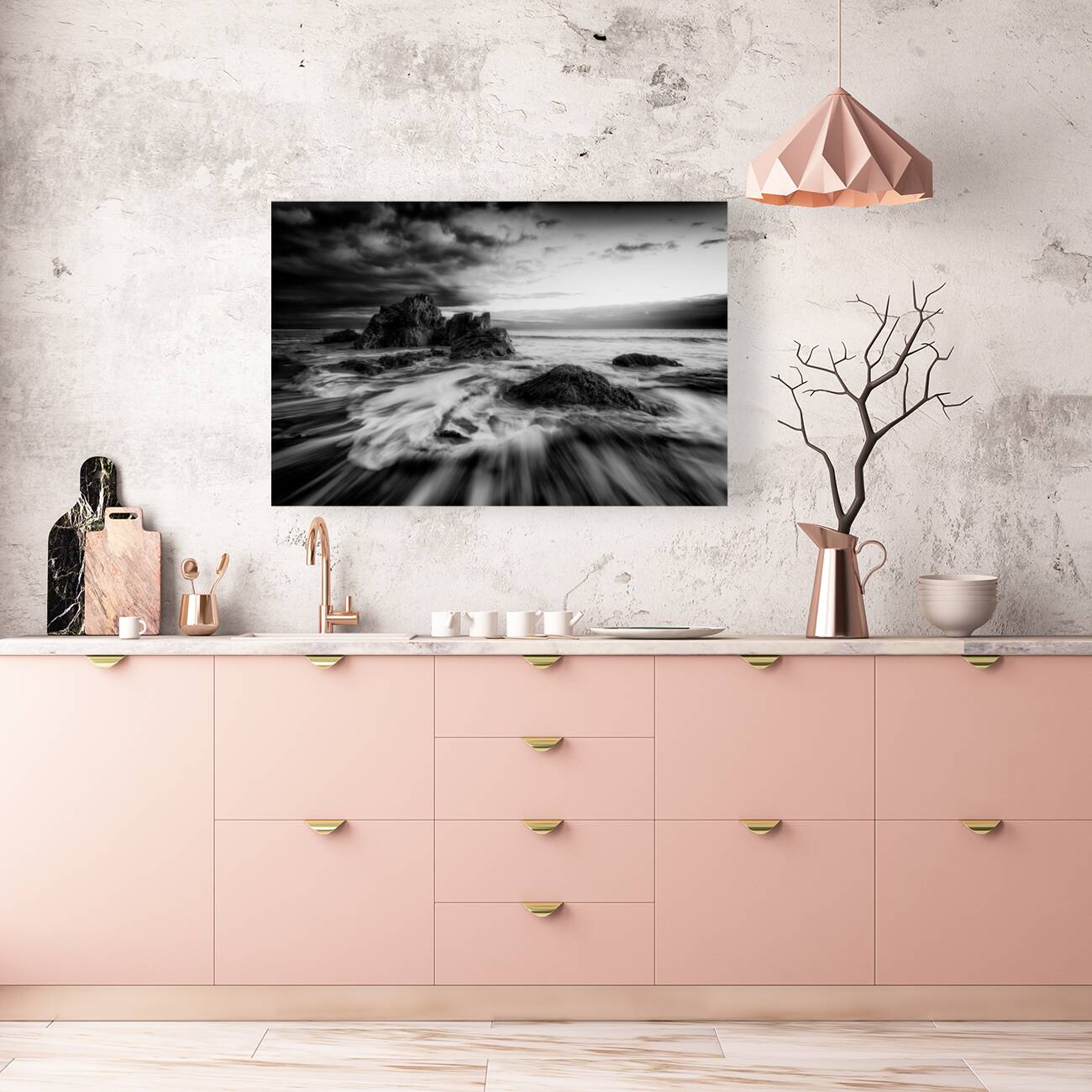 Sweeping Tides Black and White Reproduction