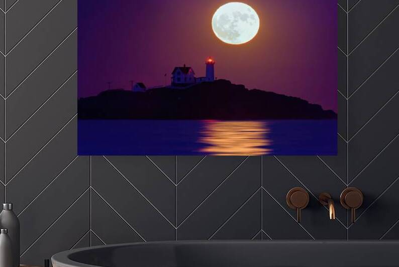 The Nubble & The Full Moon by Rick Berk
