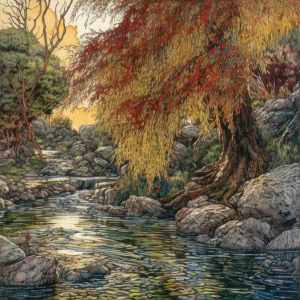 landscape willow tree Digital Download