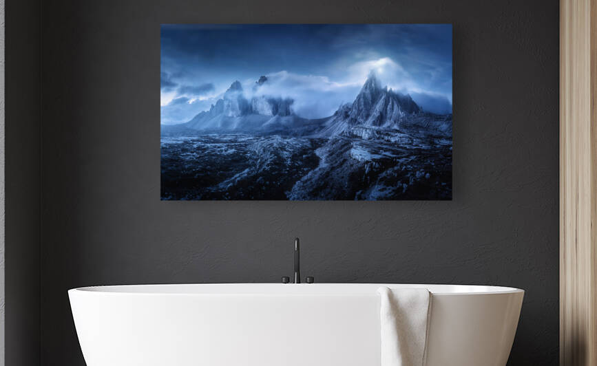 Fogy Mountains Beautiful Night Dreamy landscape Wallart by Khalid khamadeh01@gmail.com