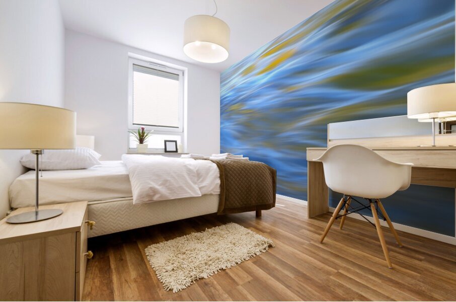 Flowing Stream in Blue Mural print