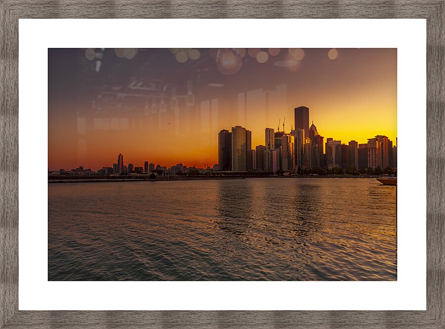 Chicago sunset 2 Picture Frame print