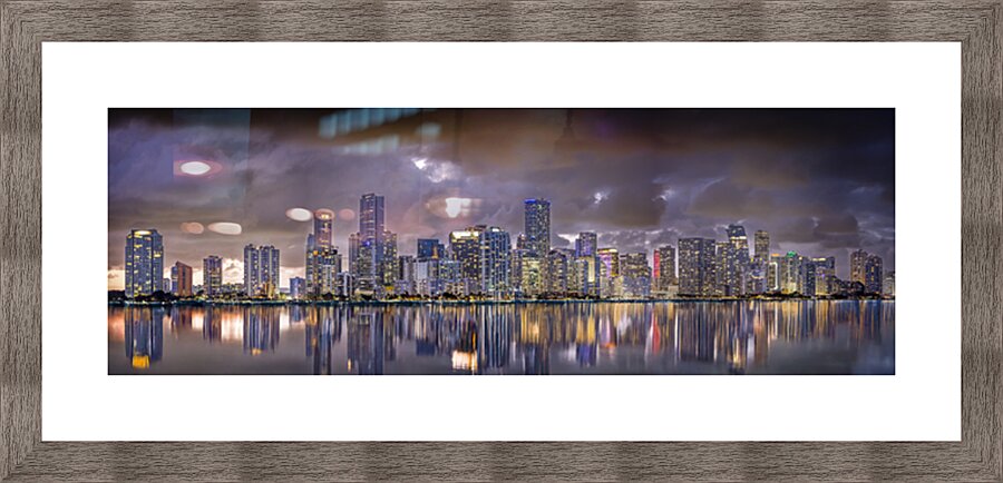 Miami Panorama night Picture Frame print