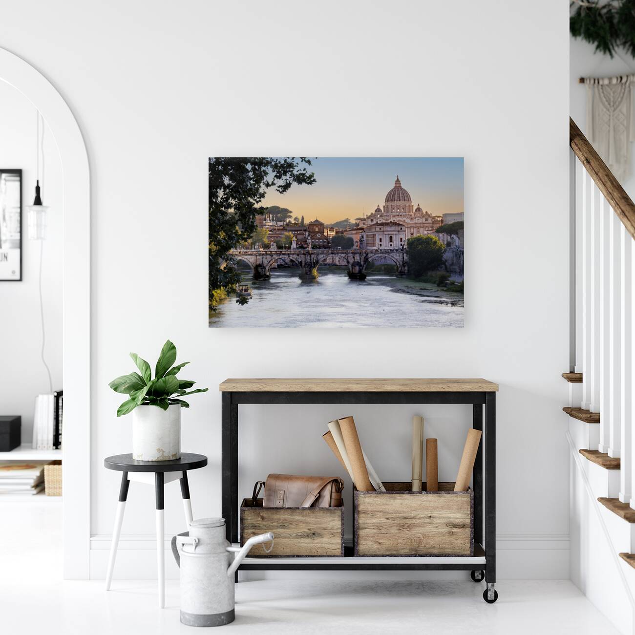 Rome ST Peters Basilica Night Sunset Reproduction