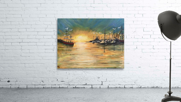 sun set harbor Wall Preview