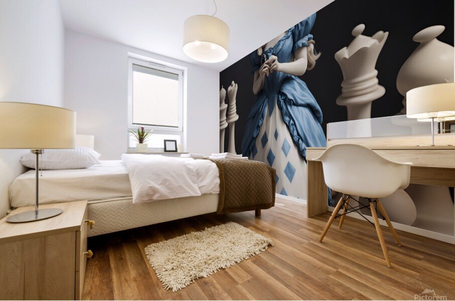 Queen amid chess realm Mural print