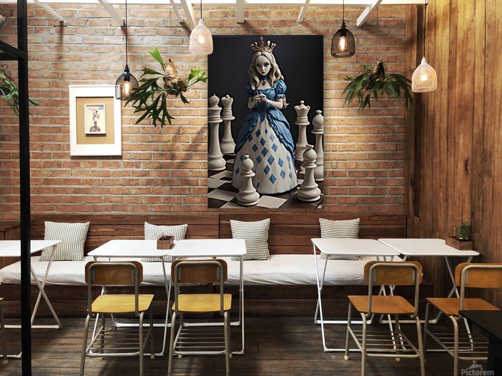 Queen amid chess realm Reproduction