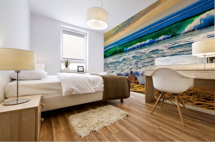 SEABIRD ON ROCK  Mural print