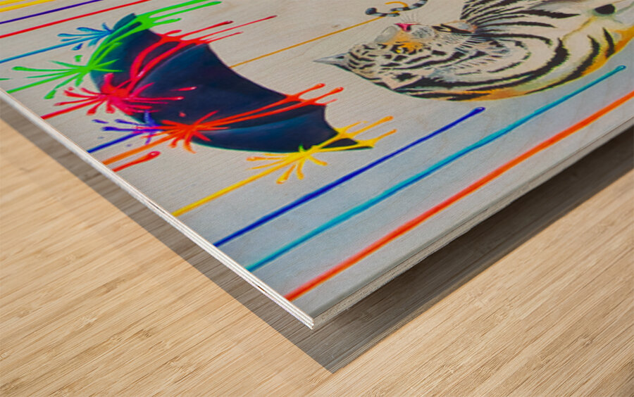 MULTICOLORD RAINDROPS  Wood print