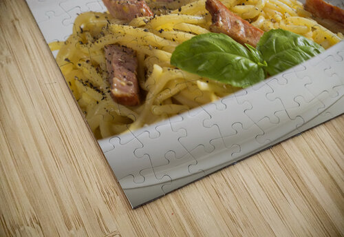 Spaghetti carbonara on white plate Sebastian Radu puzzle
