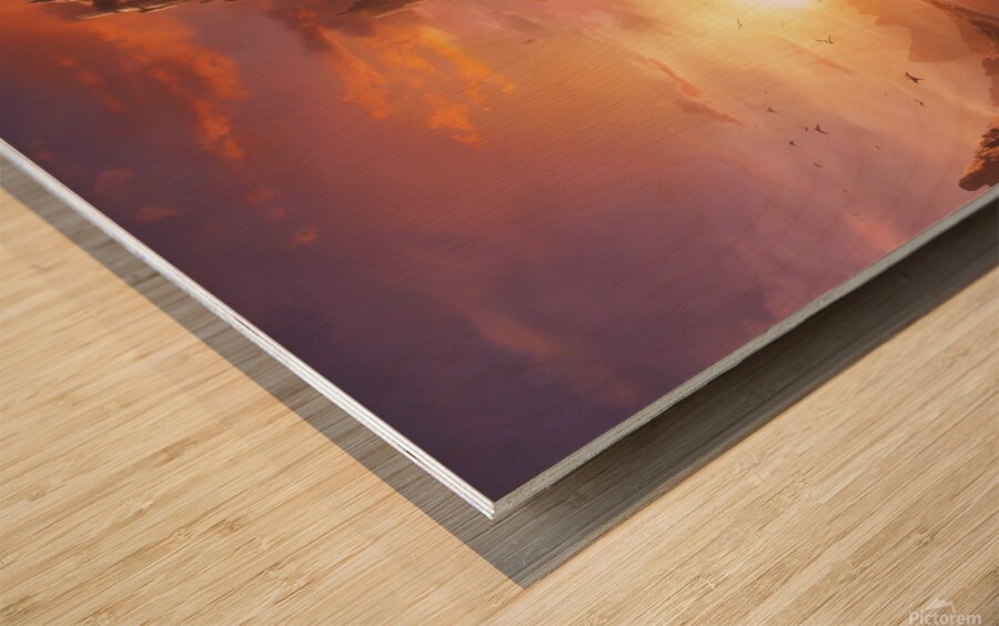 Unleash your creativity and explore the world of sunset paint art Wood print