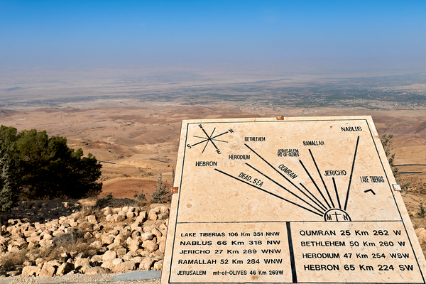 View from Mount Nebo shows signs and the Landscape of Jordan Digital Download