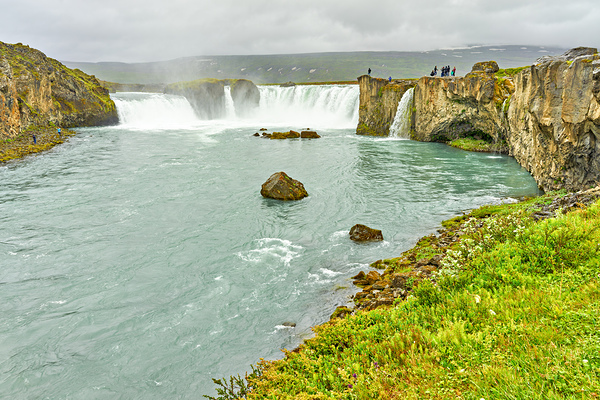 Exploring Godafoss waterfall in Iceland on a cloudy day Digital Download