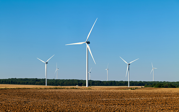 Wind power plant is located in Bourgogne France during clear da Digital Download